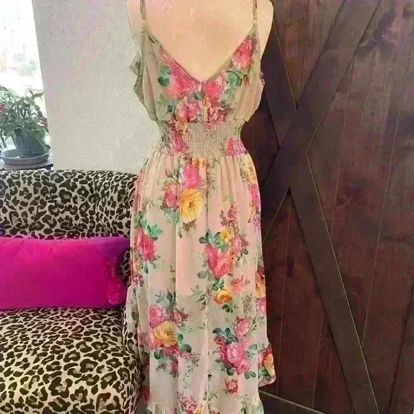 HeartSoul Ruffled high low Hem cabbage rose print size X-Large - Picture 3 of 8